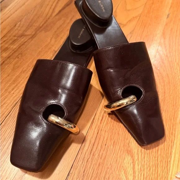 Tory Burch Pierced Mule in Merlot / Dark Brown - Picture 2 of 6